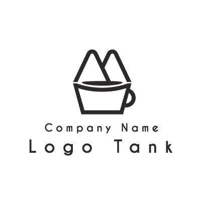 山とコーヒーのイメージを表したロゴ 単色 / 黒 / シンプル / モダン / ナチュラル / コーヒー / 山 / 自然 / カフェ / ロゴ作成 / ロゴマーク / ロゴ /,ロゴタンク,ロゴ,ロゴマーク,作成,制作