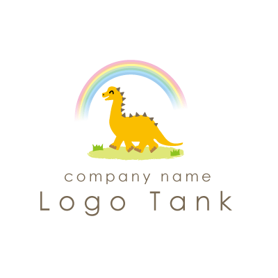 レインボー（虹）と恐竜のポップなロゴ