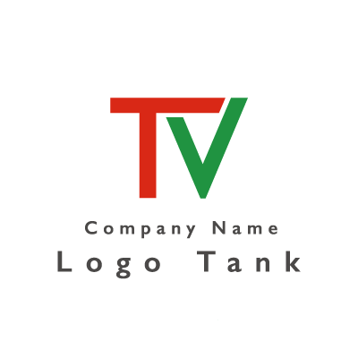 TとVの融合ロゴ 緑 / 赤 / イタリア / T / V / シンプル / クール / モダン / 建築 / 不動産 / IT / ネット / ロゴ作成 / ロゴマーク / ロゴ / 制作 /,ロゴタンク,ロゴ,ロゴマーク,作成,制作