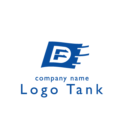  Fが描かれた流れるフラッグのロゴ