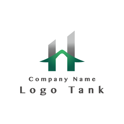 スタイリッシュなHのロゴ 緑 / グレー / グラデーション / H / シンプル / クール / スタイリッシュ / 建築 / 製造 / IT / 士業 / ロゴ作成 / ロゴマーク / 制作 / ロゴ /,ロゴタンク,ロゴ,ロゴマーク,作成,制作