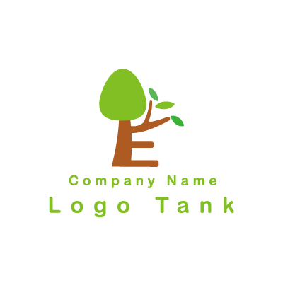 Eと木のロゴ 緑 / 茶色 / 木 / E / シンプル / ナチュラル / ポップ / クリニック / 癒し / リラックス / 教育 / ロゴ作成 / ロゴマーク / ロゴ / 制作 /,ロゴタンク,ロゴ,ロゴマーク,作成,制作