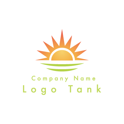 明るい太陽のロゴ オレンジ / 緑 / 太陽 / シンプル / 癒し / 清潔 / クリニック / 建築 / IT / ロゴ作成 / ロゴマーク / ロゴ / 制作 /,ロゴタンク,ロゴ,ロゴマーク,作成,制作