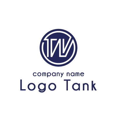 「W」または「T」と「V」のエンブレムロゴ W / IT / メディア / シンプル / エンブレム / ネイビー / 丸 / ロゴ / ロゴ制作 /,ロゴタンク,ロゴ,ロゴマーク,作成,制作