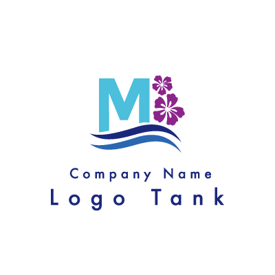 Mとハワイのイメージのロゴ 青 / 紫 / M / シンプル / クール / ハワイ / 旅行 / IT / ショップ / ロゴ作成 / ロゴマーク / ロゴ / 制作 /,ロゴタンク,ロゴ,ロゴマーク,作成,制作