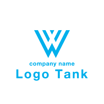 「W」のスタイリッシュな線画ロゴ