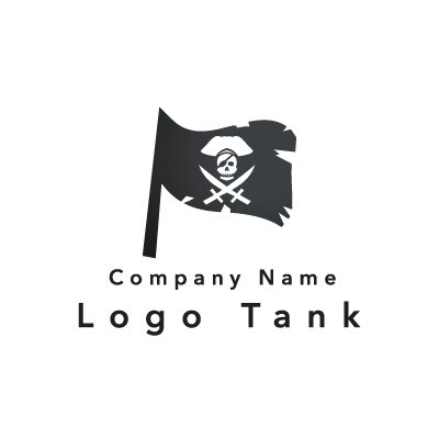 海賊の旗のロゴ 黒 / 旗 / 海賊 / シンプル / クール / ダーク / 建築 / IT / ショップ / ロゴ作成 / ロゴマーク / ロゴ / 制作 /,ロゴタンク,ロゴ,ロゴマーク,作成,制作