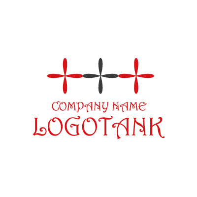 十字を三つ合わせたロゴ 十字 / クロス / 花 / フラワー /,ロゴタンク,ロゴ,ロゴマーク,作成,制作
