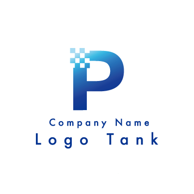 Pのロゴ 青 / P / シンプル / クール / IT / ネット / ロゴ作成 / ロゴマーク / ロゴ / 制作 /,ロゴタンク,ロゴ,ロゴマーク,作成,制作