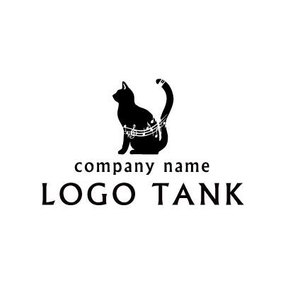 猫と音楽のモチーフのロゴ