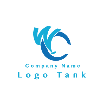 WとCのロゴ W / C / 青 / シンプル / 旅行 / ショップ / 世界 / 地球 / ロゴ作成 / ロゴマーク / ロゴ / 制作 /,ロゴタンク,ロゴ,ロゴマーク,作成,制作