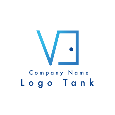 Vとドアのロゴ V / 青 / ドア / シンプル / クール / IT / 建築 / 士業 / ロゴ作成 / ロゴマーク / ロゴ / 制作 /,ロゴタンク,ロゴ,ロゴマーク,作成,制作