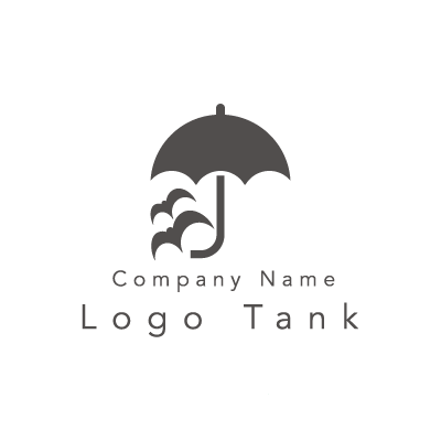 かもめと傘のロゴ グレー / 傘 / かもめ / シンプル / モダン / シック / IT / ショップ / アパレル / ネット / ロゴ作成 / ロゴマーク / ロゴ / 制作 /,ロゴタンク,ロゴ,ロゴマーク,作成,制作