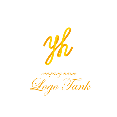yとhのリボンのロゴ y / h / アルファベット / 筆記体 / 黄色 / イエロー / ロゴ / ロゴ制作 /,ロゴタンク,ロゴ,ロゴマーク,作成,制作