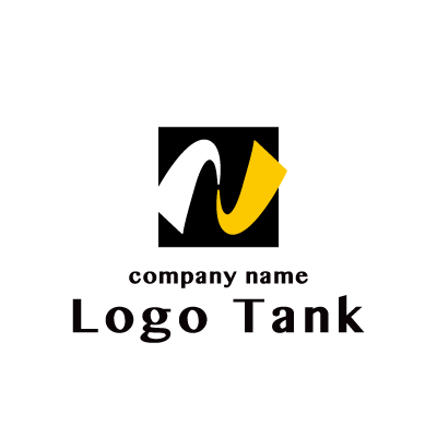 2つのリボンでNを作っているロゴ 白 / 黄色 / イエロー / シンプル / 波 / 渦 / 風 / 建設 / 建築 / ＩＴ / ベンチャー / ロゴマーク / ロゴ / ロゴ制作 / 作成 /,ロゴタンク,ロゴ,ロゴマーク,作成,制作