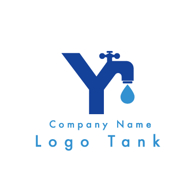 Yと水道のロゴ Y / 青 / 水 / シンプル / ナチュラル / 水道 / 設備 / ショップ / ロゴ作成 / ロゴマーク / ロゴ / 制作 /,ロゴタンク,ロゴ,ロゴマーク,作成,制作