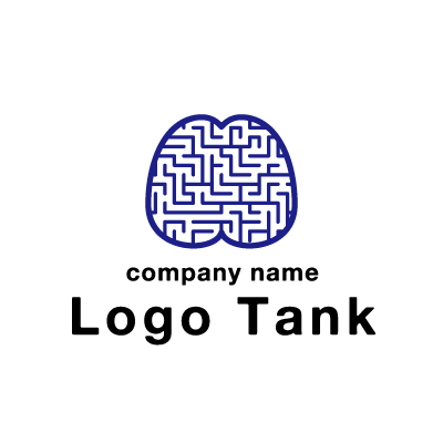 頭脳と迷路のロゴ 青 / 紺 / ブルー / ネイビー / 黒 / ブラック / さんかく / 迷路 / 知的 / 学習 / ロゴマーク / ロゴ / ロゴ制作 / 作成 /,ロゴタンク,ロゴ,ロゴマーク,作成,制作