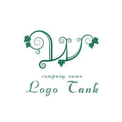 蔦をモチーフとしたWのロゴ 蔦 / ツタ / 葉 / 植物 / leaf / 緑 / アルファベット / W / つながり / ロゴマーク / ロゴ制作 / ロゴデザイン /,ロゴタンク,ロゴ,ロゴマーク,作成,制作