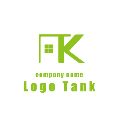 Kの文字でモダンでシンプルな家と 組み合わせたロゴ