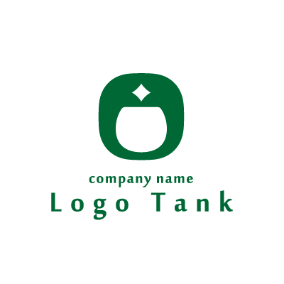 緑に容器のシルエットのロゴ