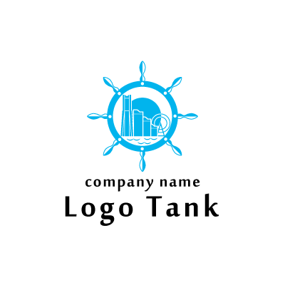 横浜をイメージしたロゴ 海 / 海洋 / 船 / 船舶 / 青 / ブルー / 水色 / 丸 / ロゴ / ロゴデザイン / ロゴ制作 /,ロゴタンク,ロゴ,ロゴマーク,作成,制作