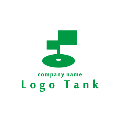 緑色の四角とドーナツ状の円の組み合わせのロゴ 未設定,ロゴタンク,ロゴ,ロゴマーク,作成,制作