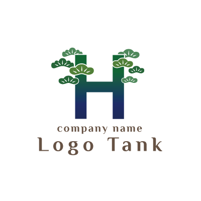 Hと松の木を組み合わせたロゴ