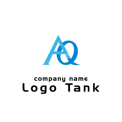AとQを組み合わせたロゴ A / Q / アルファベット / 清潔感 / シャープ / 水色 / グラデーション / オリジナル /,ロゴタンク,ロゴ,ロゴマーク,作成,制作