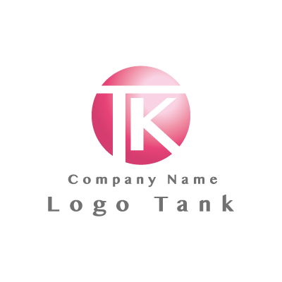 アルファベットのTとKのロゴ 円形 / T / K / ピンク / シンプル / 建設 / 建築 / IT / 不動産 / 製造 /,ロゴタンク,ロゴ,ロゴマーク,作成,制作