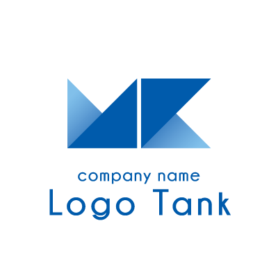 ミニマルなMとKのロゴ アルファベット / M / K / シンプル / 安定感 / ブルー / 青 / グラデーション / ロゴ / ロゴデザイン / ロゴ制作 /,ロゴタンク,ロゴ,ロゴマーク,作成,制作