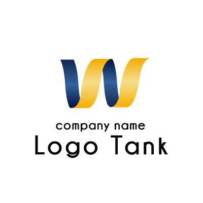 Wとリボン 青 / 黄色 / W / リボン /,ロゴタンク,ロゴ,ロゴマーク,作成,制作