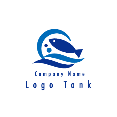 魚と海のロゴ 青 / 魚 / 海 / シンプル / 魚 / ショップ / 釣り / 鮮魚 / 夏 /,ロゴタンク,ロゴ,ロゴマーク,作成,制作
