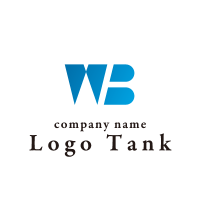 「W」と「B」を組み合わせたロゴ ブルー / 青 / 水色 / 黒 / ブラック / グラデーション / アルファベット / 文字 / W / B / シンプル / クール / スタイリッシュ /,ロゴタンク,ロゴ,ロゴマーク,作成,制作
