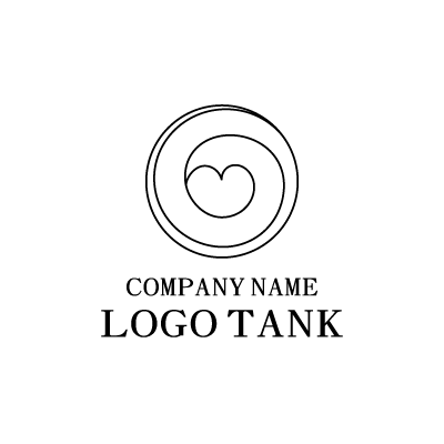 ハートと渦の無機質なロゴ ブラック / 黒 / ハート / 渦 / 円 / 丸 / 団体 / ショップ / 美術館 / アトリエ / ポップ / シンプル / モダン / クール / スタイリッシュ / 無機質 / 洗練 / 抽象的 /,ロゴタンク,ロゴ,ロゴマーク,作成,制作
