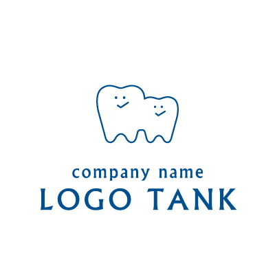 シンプルな親子の歯のロゴ