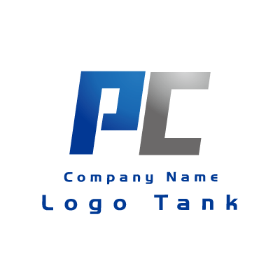 PとCのロゴ P / C / グラデーション / シンプル / クール / 建築 / 製造 / 建設 / IT / 擬人化 /,ロゴタンク,ロゴ,ロゴマーク,作成,制作