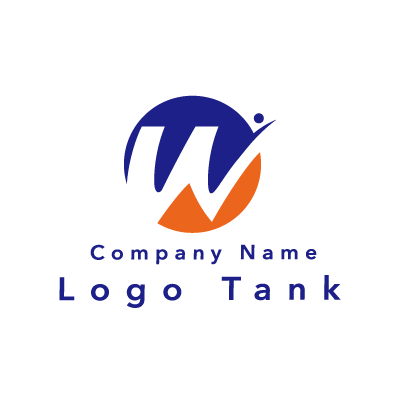 スタイリッシュなWのロゴ W / 紺 / オレンジ / シンプル / クール / 建築 / 建設 / 製造 / IT / ネット / 擬人化 /,ロゴタンク,ロゴ,ロゴマーク,作成,制作