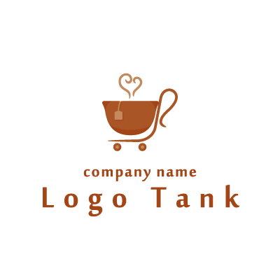 ティーカップをカートに見立てたロゴ ティーカップ / ハート / heart / 単色 / ECサイト /,ロゴタンク,ロゴ,ロゴマーク,作成,制作