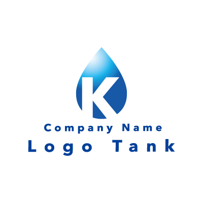 Kと水のロゴ K / 水 / 青 / シンプル / クール / 建築 / 建設 / 水道 / 配管 / 設備 /,ロゴタンク,ロゴ,ロゴマーク,作成,制作