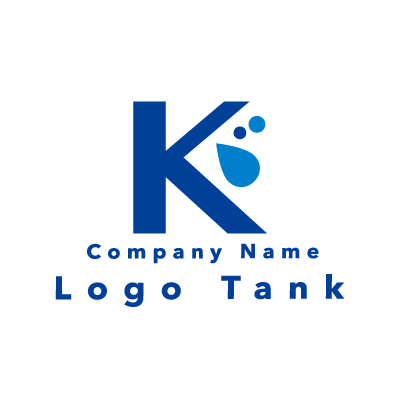 シンプルなKと水 K / 水 / 青 / シンプル / ナチュラル / 建築 / 建設 / 水道 / 配管 / 設備 /,ロゴタンク,ロゴ,ロゴマーク,作成,制作