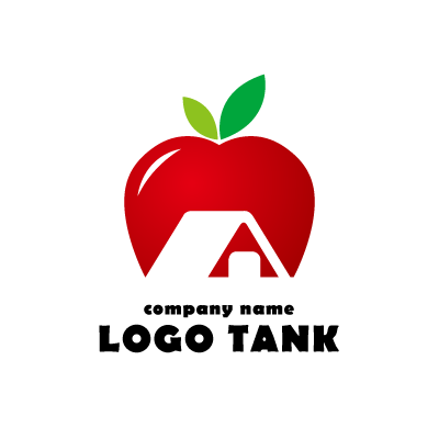 リンゴのロゴマーク アップル / ハウス / リンゴ / 林檎 / 赤 / 完熟 / 果実 / ロゴ / 作成 / 制作 /,ロゴタンク,ロゴ,ロゴマーク,作成,制作