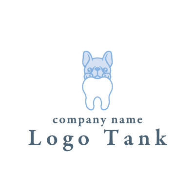 犬が歯から覗き込んでいるロゴ 犬 / 歯 / 単色 / かわいい / 歯科医院 / 動物 /,ロゴタンク,ロゴ,ロゴマーク,作成,制作