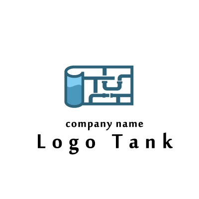 水のタンクと水道管のロゴ