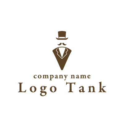 紳士をモチーフにしたロゴ 紳士 / シルクハット / ヒゲ / スーツ / 単色 / 雑貨店 / カフェ /,ロゴタンク,ロゴ,ロゴマーク,作成,制作