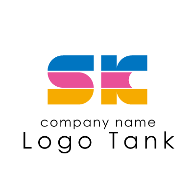 SKロゴ アルファベット / S / K / シンプル / ブルー / ピンク / オレンジ / ロゴ / ロゴマーク / ロゴ制作 / ロゴデザイン /,ロゴタンク,ロゴ,ロゴマーク,作成,制作