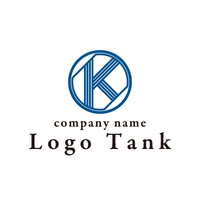 四重線で表現した「K」の丸型ロゴ ブルー / 青 / ネイビー / 黒 / ブラック / アルファベット / 文字 / K / 和モダン / スタイリッシュ /,ロゴタンク,ロゴ,ロゴマーク,作成,制作