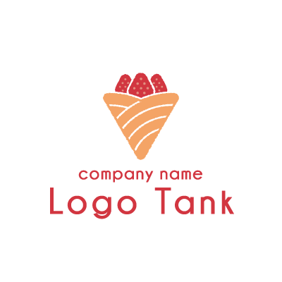 いちごクレープを里に見立てたロゴ いちご / クレープ / 山 / mountain / 複数色 / レッド / オレンジ /,ロゴタンク,ロゴ,ロゴマーク,作成,制作