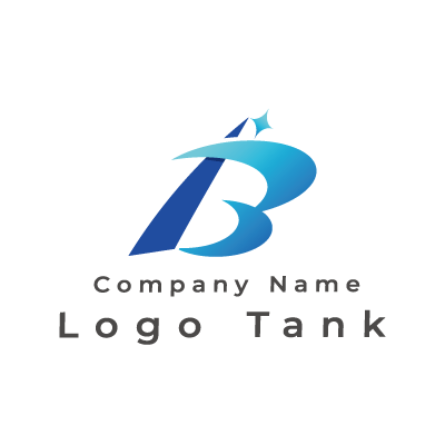 Bのロゴ 青 / B / グラデーション / シンプル / クール / 建築 / 建設 / 製造 / IT / 擬人化 / ネット / flame / 士業 /,ロゴタンク,ロゴ,ロゴマーク,作成,制作