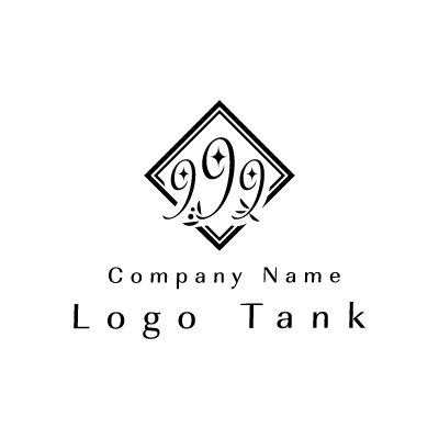 3つの9のロゴ 黒 / 数字 / 単色 / シンプル / 高級 / 美容 / サロン / エステ / ネイル / クリニック / ショップ /,ロゴタンク,ロゴ,ロゴマーク,作成,制作