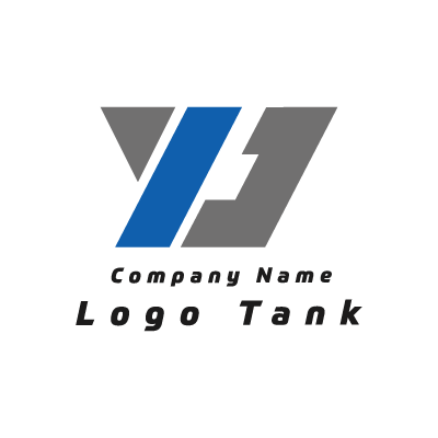 yとjのロゴ y / j / 青 / グレー / シンプル / 安定 / 建築 / 建設 / 製造 / IT / 擬人化 / ネット / flame /,ロゴタンク,ロゴ,ロゴマーク,作成,制作